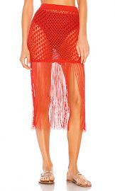 Camila Coelho Ipanema Crochet Skirt in Coral Red from Revolve com at Revolve