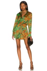 Camila Coelho Silva Shirt Dress in Jungle Green Leopard at Revolve