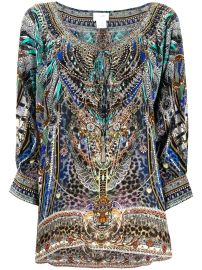 Camilla Animal army-print Silk Blouse - at Farfetch