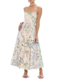 Camilla Floral Linen Silk Corset Fit Flare Maxi Dress at Saks Fifth Avenue