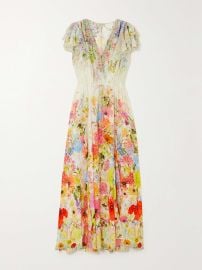 Camilla Ruffled Floral print Silk Midi Dress at Net a Porter
