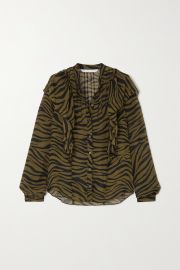 Camilla ruffled zebra-print silk crepe de chine blouse at Net A Porter