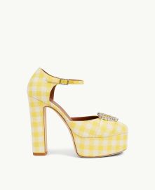 Camille 130mm Yellow Tweed Platform Heels Malone Souliers at Malone Souliers