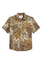 Camo Animal Print Short Sleeve Linen Button-Up Shirt by Corridor at Nordstrom