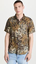 Camo Animal Print Short Sleeve Linen Button-Up Shirt by Corridor at Shopbop