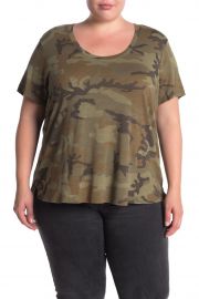 Camo Print Scoop Neck Slub T-Shirt at Sanctuary