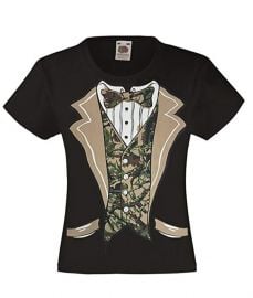 Camo Tuxedo with Bowtie T-Shirt by Fresh Tees  at Amazon