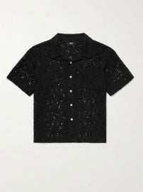 Camp-Collar Cotton-Blend Lace Shirt by Stussy at Net A Porter