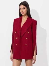 Campbell Linen Blazer In Dark Cherry Alice Olivia at Alice + Olivia