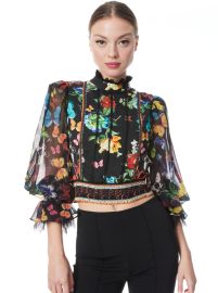 Camreigh Blouson Sleeve Blouse In Atrium Floral Sm Alice And Olivia at Alice + Olivia