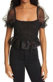 Cannon Organza Puff Sleeve Crop Top at Nordstrom