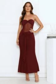 Cant Get Enough Strapless Maxi Dress Burgundy Hello Molly US at Hello Molly