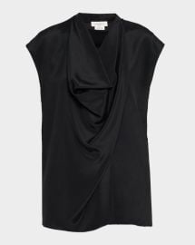 Cap-Sleeve Cowl-Neck Blouse at Neiman Marcus