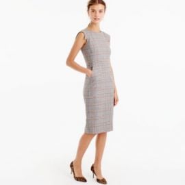 Cap-Sleeve Dress In Glen Plaid at J. Crew