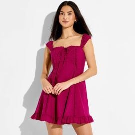 Cap Sleeve Eyelet Mini A Line Dress in Berry Purple at Target