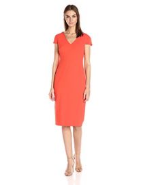 Cap Sleeve Fitted Stretch Crepe Sheath Dress by Donna Morgan at Amazon