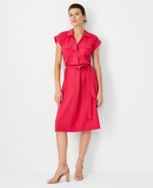 Cap Sleeve Pocket Shirtdress in Jazzy Pink at Ann Taylor