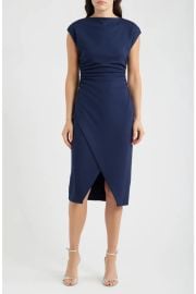Cap Sleeve Ruched Scuba Crepe Midi Dress at Nordstrom