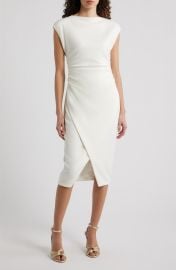 Cap Sleeve Ruched Scuba Crepe Midi Dress at Nordstrom