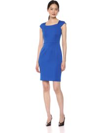 Cap Sleeve Sheath with Square Neckline Dress at Calvin Klein