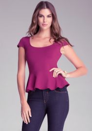 Cap sleeve peplum top at Bebe