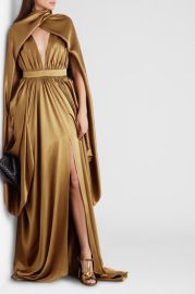 Cape-Effect Draped Silk Satin Gown By Balmain at Moda Operandi