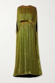 Cape-Effect Velvet-Trimmed Sequined Chiffon Gown by Reem Acra at Net A Porter