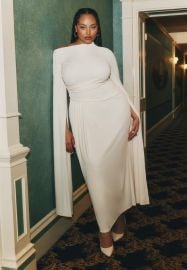 Cape Sleeve Draped Dress ELOQUII at Eloquii