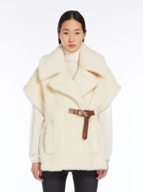Cape in alpaca and wool Teddy fabric optical white Max Mara at Max Mara