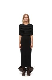 Cape tube dress in cotton Black - LOEWE at Loewe