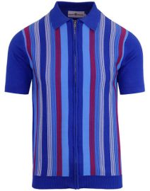 Capitol MADCAP ENGLAND 60s Mod Stripe Zip Polo STW at Madcap England