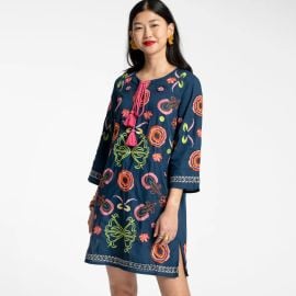 Capri Tunic Barberton Daisy Navy  at Frances Valentine