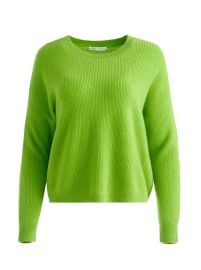 Caprice Crewneck Drop Shoulder Pullover In Grass Alice And Olivia at Alice + Olivia