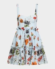 Cara Cara Audrey Floral-Print Poplin Fit amp Flare Mini Dress at Neiman Marcus