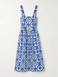 Cara Cara Candace Cotton Midi Dress in Belle Tile Blue at Net a Porter