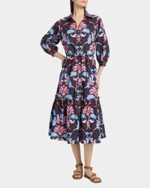 Cara Cara Hutton Puff Sleeve Midi Shirtdress at Neiman Marcus