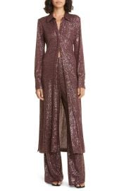 Cara Cara Margaret Long Sleeve Sequin Shirtdress at Nordstrom