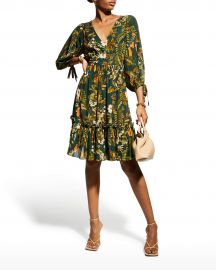 Cara Cara Millbrook Tie-Waist Floral Dress at Neiman Marcus