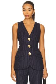 Cara Cara Wes Vest In Navy Chalk Stripe at Revolve