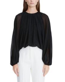 Cara Silk Chiffon Blouson Top In Black  at Shop Simon