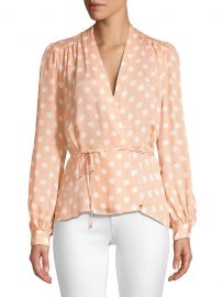 Cara Silk Polka Dot Wrap Blouse at Saks Off 5th