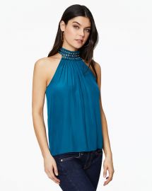 WornOnTV: Tessa’s teal green studded neck top on The Young and the ...