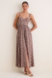 Cardamom and Ecru Polka Dot Rosette Maxi Dress at Tuckernuck