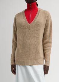 Cardigan Stitch V-Neck With Removable Dickie Tibi Official at Tibi