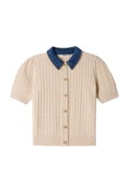 Cardigan with detachable denim collar at Nordstrom