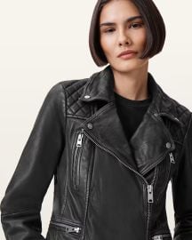 Cargo Distressed Leather Biker Jacket BlackGrey ALLSAINTS US at All Saints