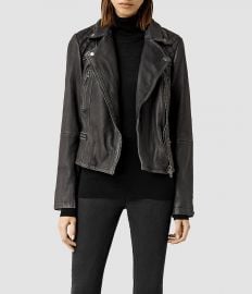 Cargo leather biker jacket at All Saints