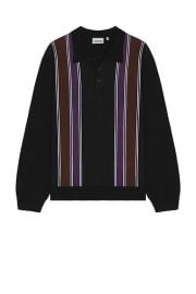 Carhartt WIP Longsleeve Arlo Polo in Black Kendricks Stripe Aura FWRD at FWRD