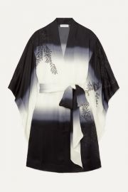 Carine Gilson - Appliqu  d embroidered d  grad   silk crepe de chine kimono at Net A Porter