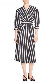 Carl Button Front Stripe Midi Dress by Sandro at Nordstrom